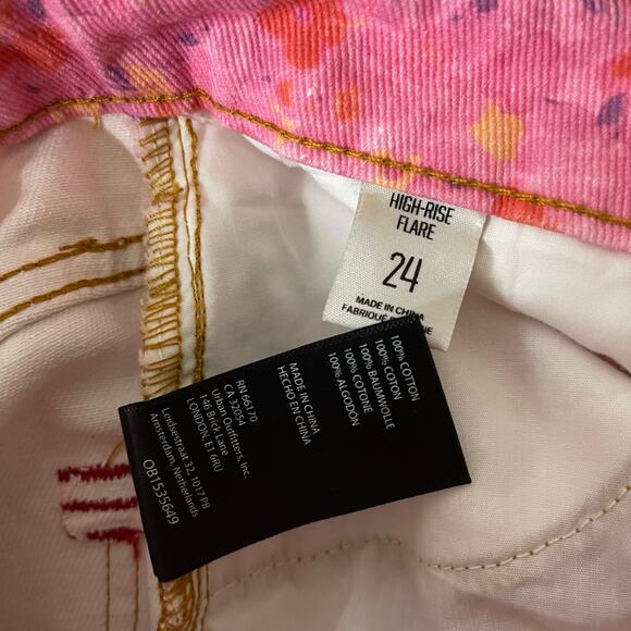 NEW BDG Urban Outfitters High-Rise Flare Denim in Pink/Rose Floral NWT - Size 24 - Picture 10 of 10